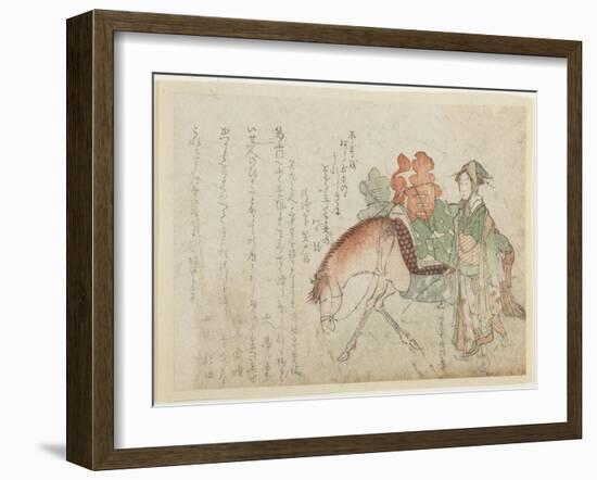 Woman with a Pack Horse, Late 18th-Early 19th Century-Kubo Shunman-Framed Giclee Print