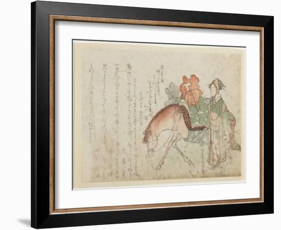 Woman with a Pack Horse, Late 18th-Early 19th Century-Kubo Shunman-Framed Giclee Print