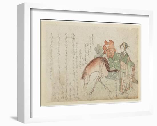 Woman with a Pack Horse, Late 18th-Early 19th Century-Kubo Shunman-Framed Giclee Print