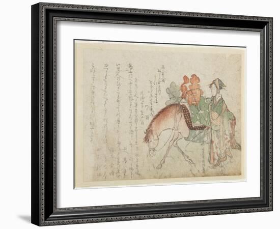 Woman with a Pack Horse, Late 18th-Early 19th Century-Kubo Shunman-Framed Giclee Print