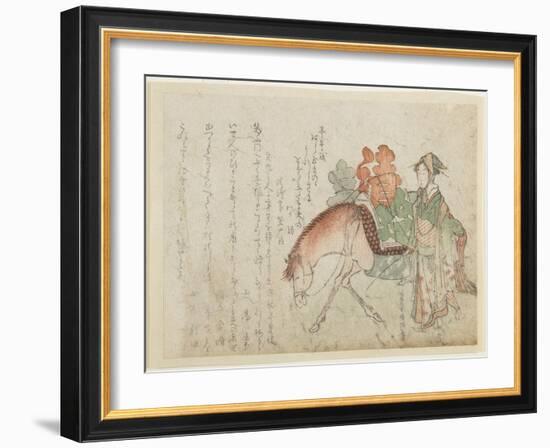 Woman with a Pack Horse, Late 18th-Early 19th Century-Kubo Shunman-Framed Giclee Print