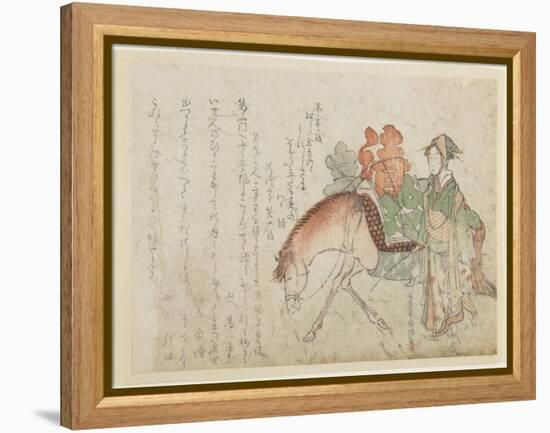 Woman with a Pack Horse, Late 18th-Early 19th Century-Kubo Shunman-Framed Premier Image Canvas