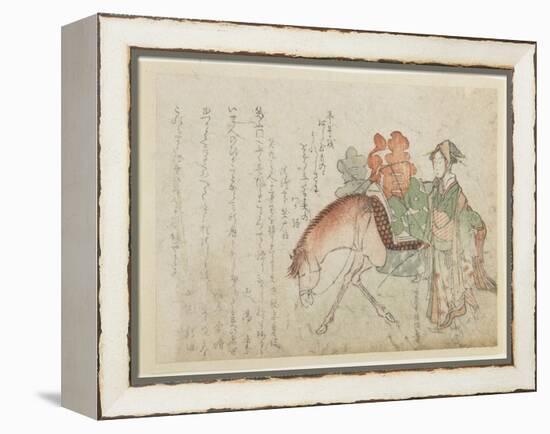 Woman with a Pack Horse, Late 18th-Early 19th Century-Kubo Shunman-Framed Premier Image Canvas