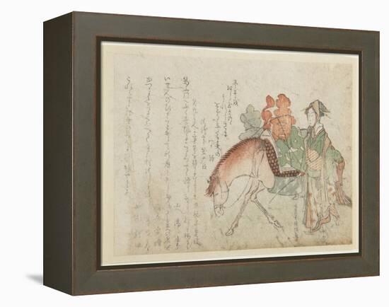 Woman with a Pack Horse, Late 18th-Early 19th Century-Kubo Shunman-Framed Premier Image Canvas