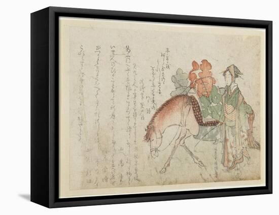 Woman with a Pack Horse, Late 18th-Early 19th Century-Kubo Shunman-Framed Premier Image Canvas