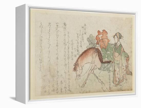 Woman with a Pack Horse, Late 18th-Early 19th Century-Kubo Shunman-Framed Premier Image Canvas