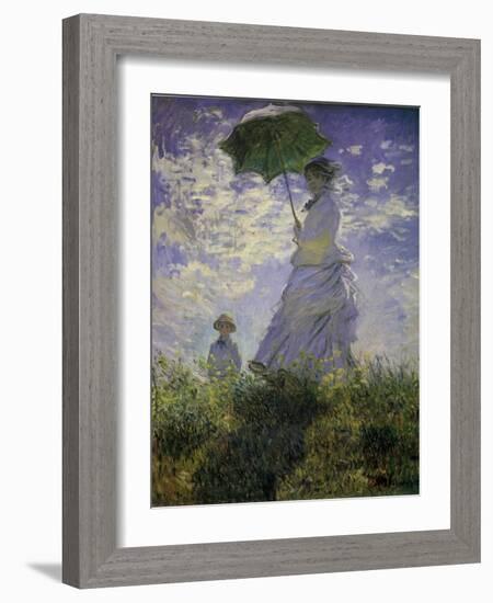 Woman with a Parasol, 1875-Claude Monet-Framed Giclee Print