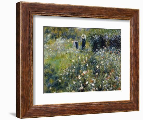 Woman with a Parasol in a Garden, 1875-Pierre-Auguste Renoir-Framed Giclee Print