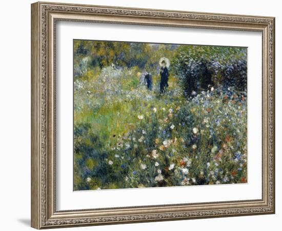 Woman with a Parasol in a Garden, 1875-Pierre-Auguste Renoir-Framed Giclee Print