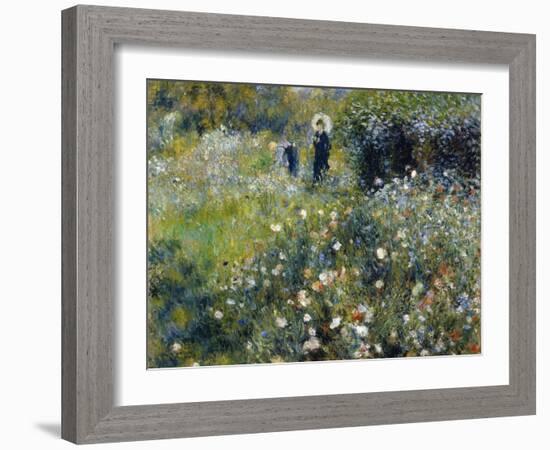 Woman with a Parasol in a Garden, 1875-Pierre-Auguste Renoir-Framed Giclee Print