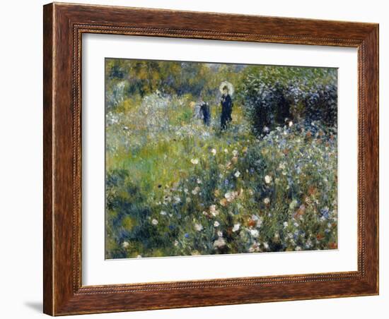 Woman with a Parasol in a Garden, 1875-Pierre-Auguste Renoir-Framed Giclee Print