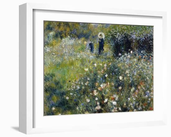 Woman with a Parasol in a Garden, 1875-Pierre-Auguste Renoir-Framed Giclee Print