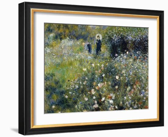 Woman with a Parasol in a Garden, 1875-Pierre-Auguste Renoir-Framed Giclee Print