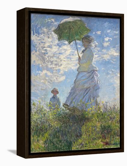 Woman with a Parasol - Madame Monet and Her Son, 1875-Claude Monet-Framed Premier Image Canvas