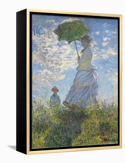 Woman with a Parasol - Madame Monet and Her Son, 1875-Claude Monet-Framed Premier Image Canvas