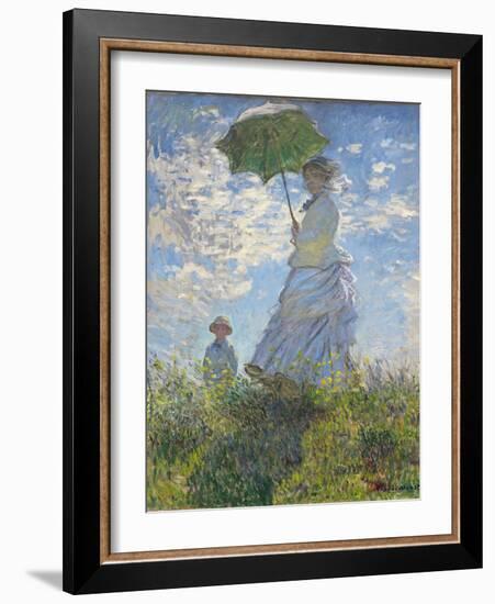 Woman with a Parasol - Madame Monet and Her Son, 1875-Claude Monet-Framed Premium Giclee Print