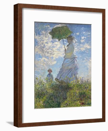 Woman with a Parasol - Madame Monet and Her Son, 1875-Claude Monet-Framed Giclee Print