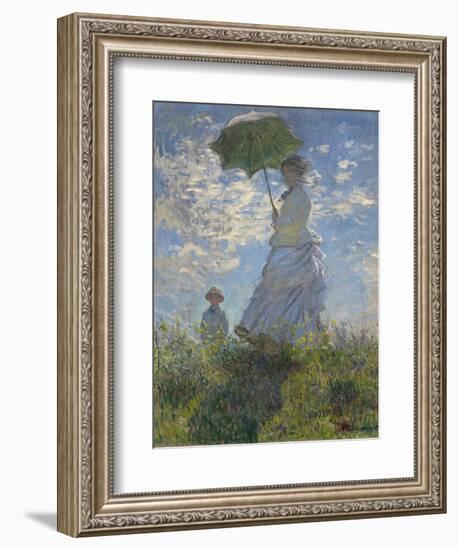 Woman with a Parasol-Madame Monet and Her Son, 1875-Claude Monet-Framed Art Print