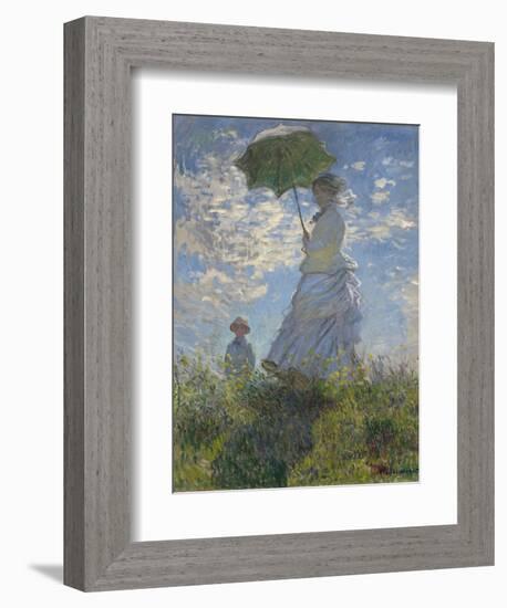 Woman with a Parasol-Madame Monet and Her Son, 1875-Claude Monet-Framed Art Print