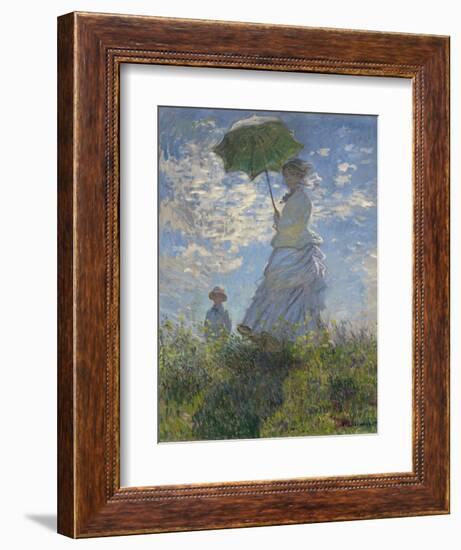 Woman with a Parasol-Madame Monet and Her Son, 1875-Claude Monet-Framed Art Print