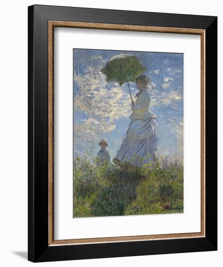 Woman with a Parasol-Madame Monet and Her Son, 1875-Claude Monet-Framed Art Print