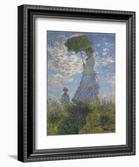 Woman with a Parasol-Madame Monet and Her Son, 1875-Claude Monet-Framed Art Print