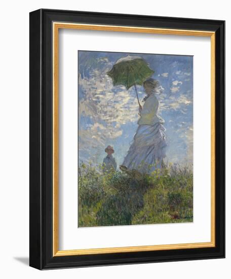 Woman with a Parasol-Madame Monet and Her Son, 1875-Claude Monet-Framed Art Print