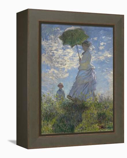 Woman with a Parasol-Madame Monet and Her Son, 1875-Claude Monet-Framed Stretched Canvas