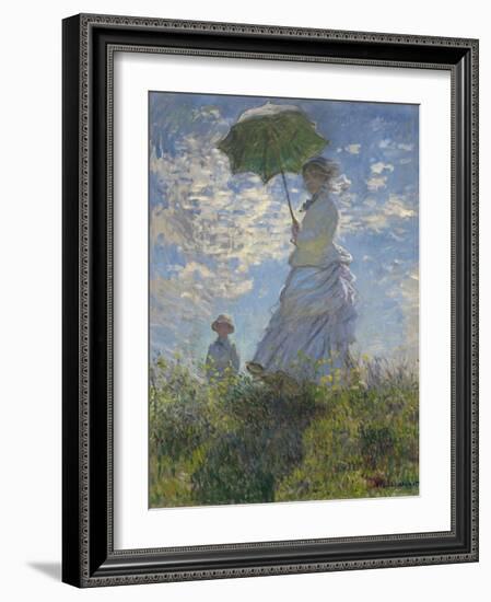 Woman with a Parasol-Madame Monet and Her Son, 1875-Claude Monet-Framed Art Print