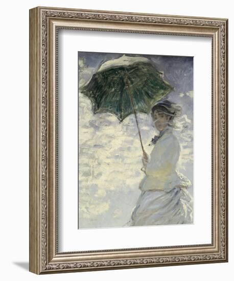 Woman with a Parasol - Madame Monet and Her Son-Claude Monet-Framed Art Print