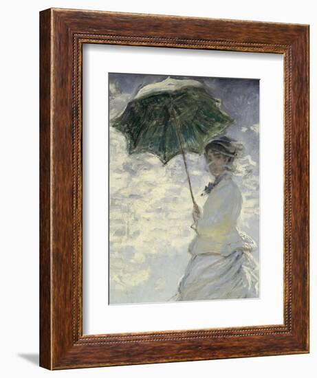 Woman with a Parasol - Madame Monet and Her Son-Claude Monet-Framed Art Print