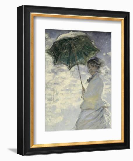 Woman with a Parasol - Madame Monet and Her Son-Claude Monet-Framed Art Print