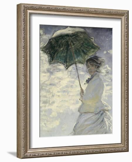 Woman with a Parasol - Madame Monet and Her Son-Claude Monet-Framed Art Print