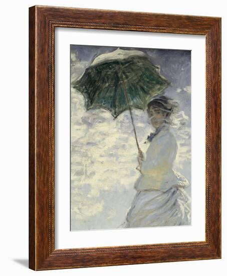 Woman with a Parasol - Madame Monet and Her Son-Claude Monet-Framed Art Print