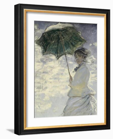 Woman with a Parasol - Madame Monet and Her Son-Claude Monet-Framed Art Print