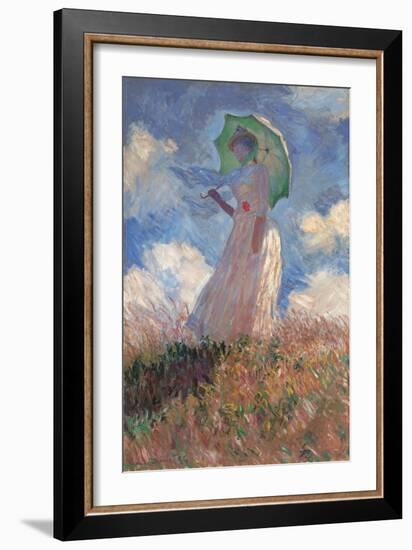 Woman with a Parasol Turned to the Left-Claude Monet-Framed Art Print