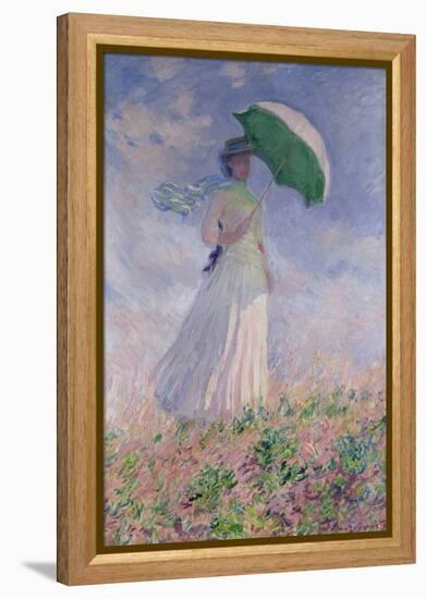 Woman with a Parasol Turned to the Right, 1886-Claude Monet-Framed Premier Image Canvas