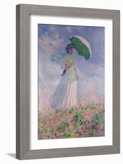 Woman with a Parasol Turned to the Right, 1886-Claude Monet-Framed Giclee Print