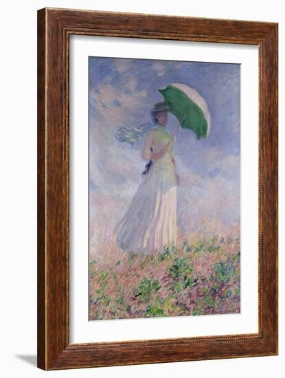 Woman with a Parasol Turned to the Right, 1886-Claude Monet-Framed Giclee Print