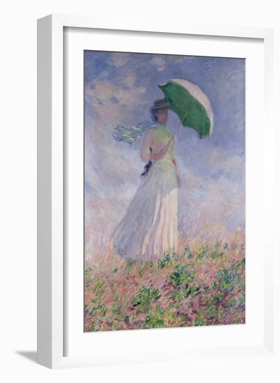 Woman with a Parasol Turned to the Right, 1886-Claude Monet-Framed Giclee Print