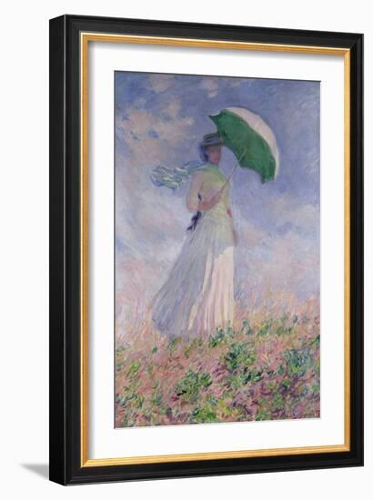 Woman with a Parasol Turned to the Right, 1886-Claude Monet-Framed Giclee Print