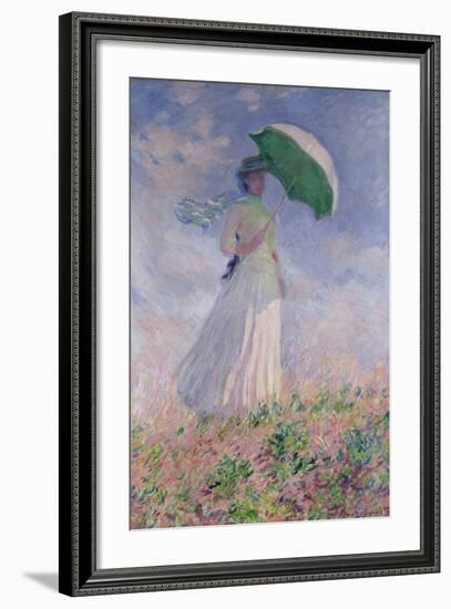 Woman with a Parasol Turned to the Right, 1886-Claude Monet-Framed Giclee Print