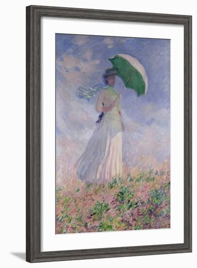 Woman with a Parasol Turned to the Right, 1886-Claude Monet-Framed Giclee Print