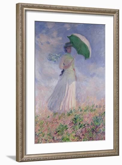 Woman with a Parasol Turned to the Right, 1886-Claude Monet-Framed Giclee Print