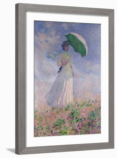 Woman with a Parasol Turned to the Right, 1886-Claude Monet-Framed Giclee Print