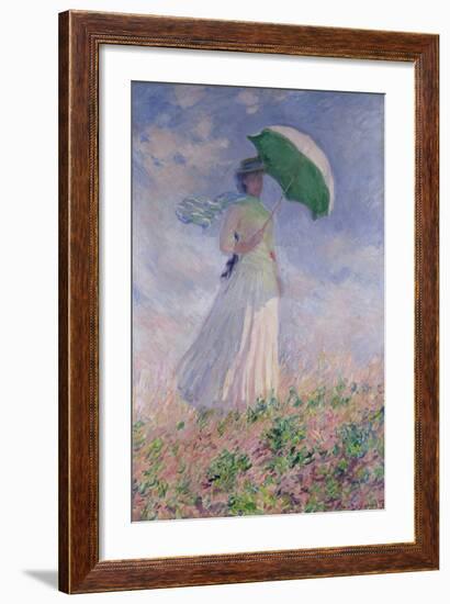 Woman with a Parasol Turned to the Right, 1886-Claude Monet-Framed Giclee Print