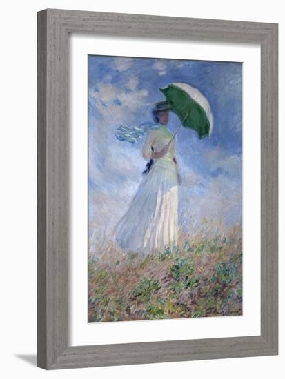 Woman with a Parasol Turned to the right by Claude Monet-null-Framed Giclee Print