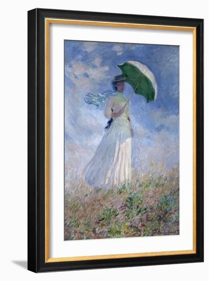 Woman with a Parasol Turned to the right by Claude Monet-null-Framed Giclee Print