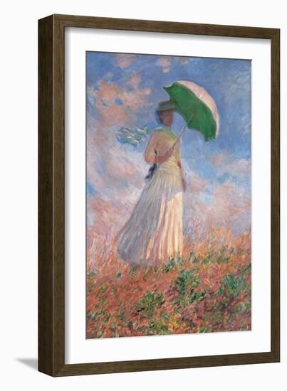 Woman with a Parasol Turned to the Right-Claude Monet-Framed Art Print