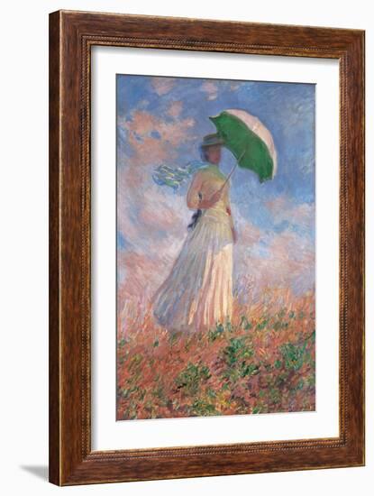 Woman with a Parasol Turned to the Right-Claude Monet-Framed Art Print